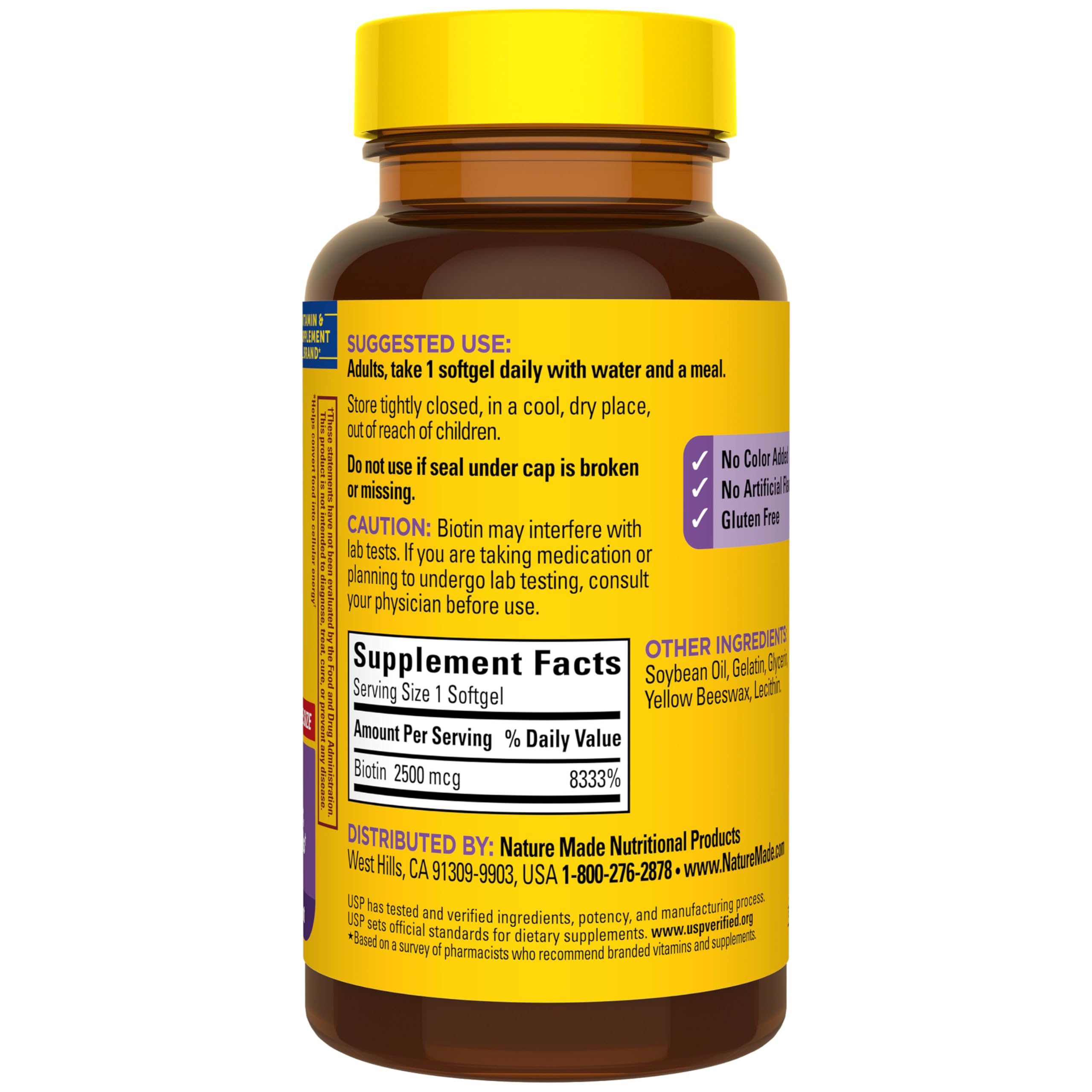 One softgel daily Biotin label on bottle