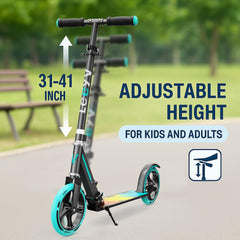 One-step folding mechanism scooter in use