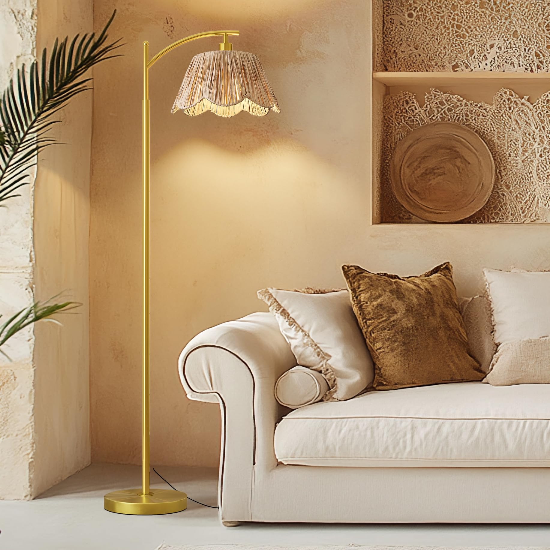 Boho style Arc Floor Lamp by Oneach in living room setting