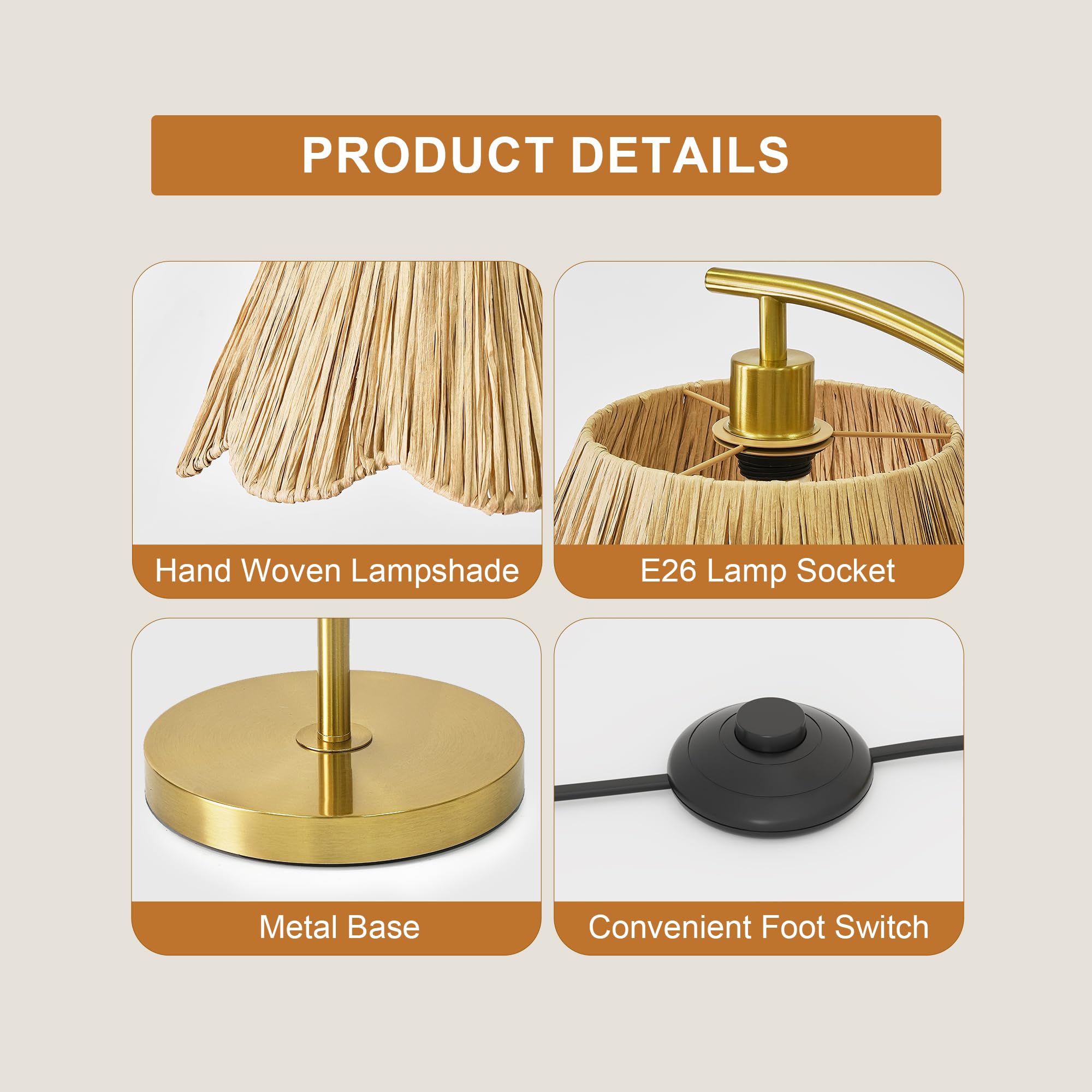 Rattan shade ambient lighting for bedroom or living room