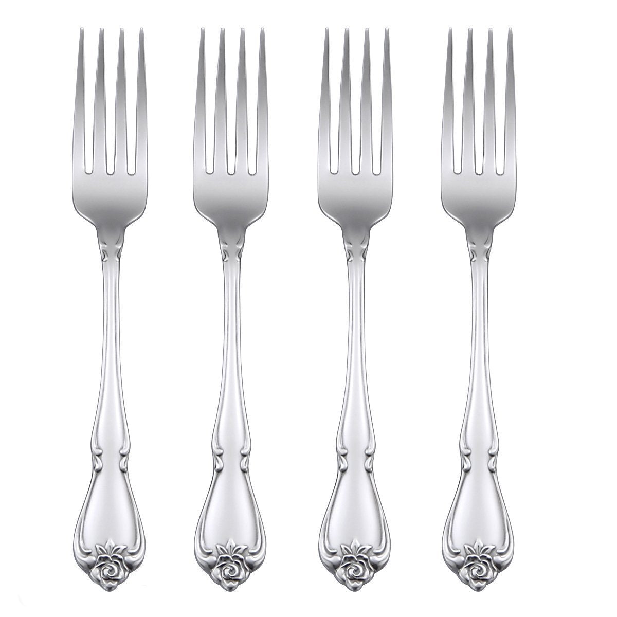 Oneida True Rose Dinner Fork Set of 4 7 1/8 inch 18/0 stainless steel