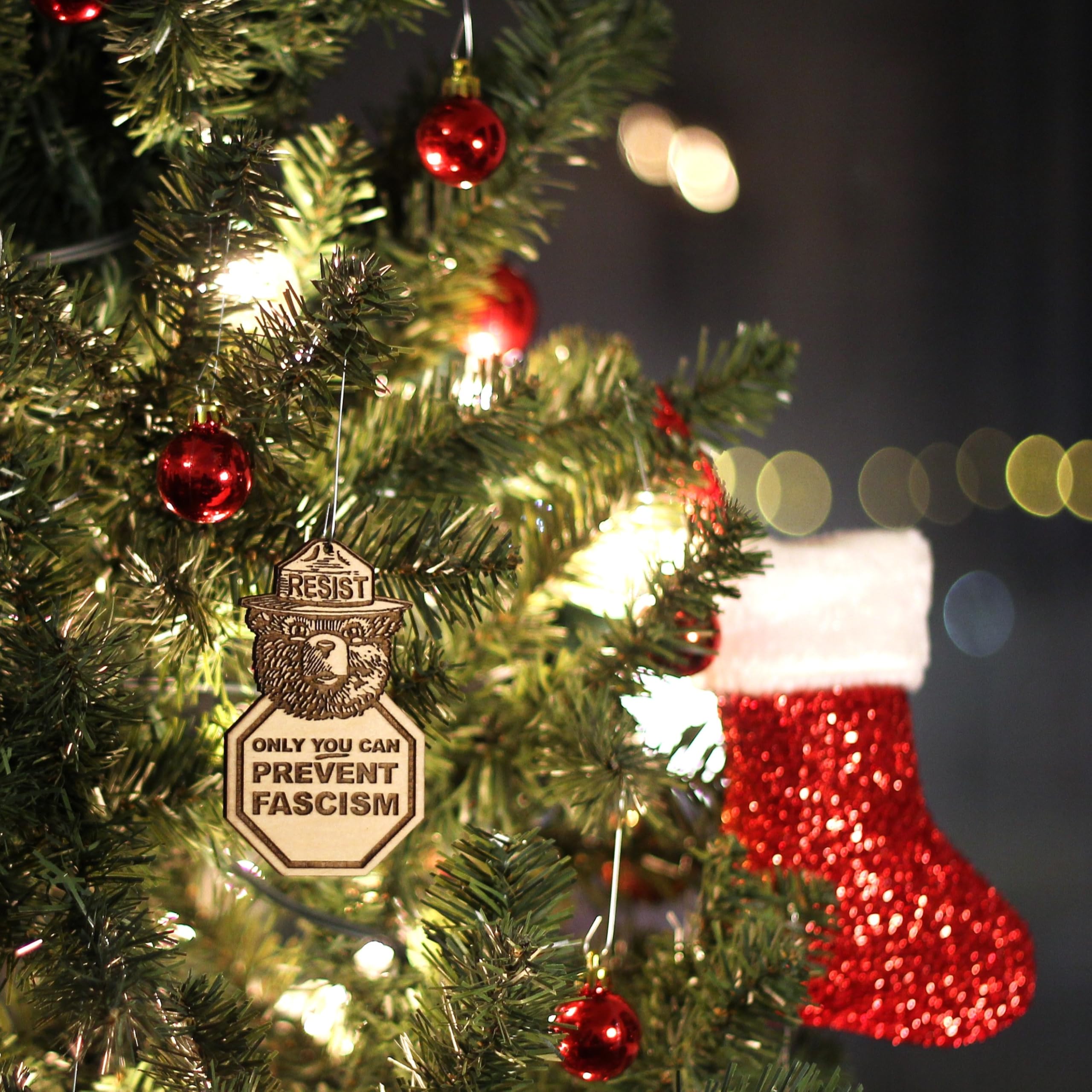 only you can prevent fascism rear view mirror ornament alt text