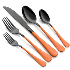 Onlycooker 20-piece pink and black flatware set with case