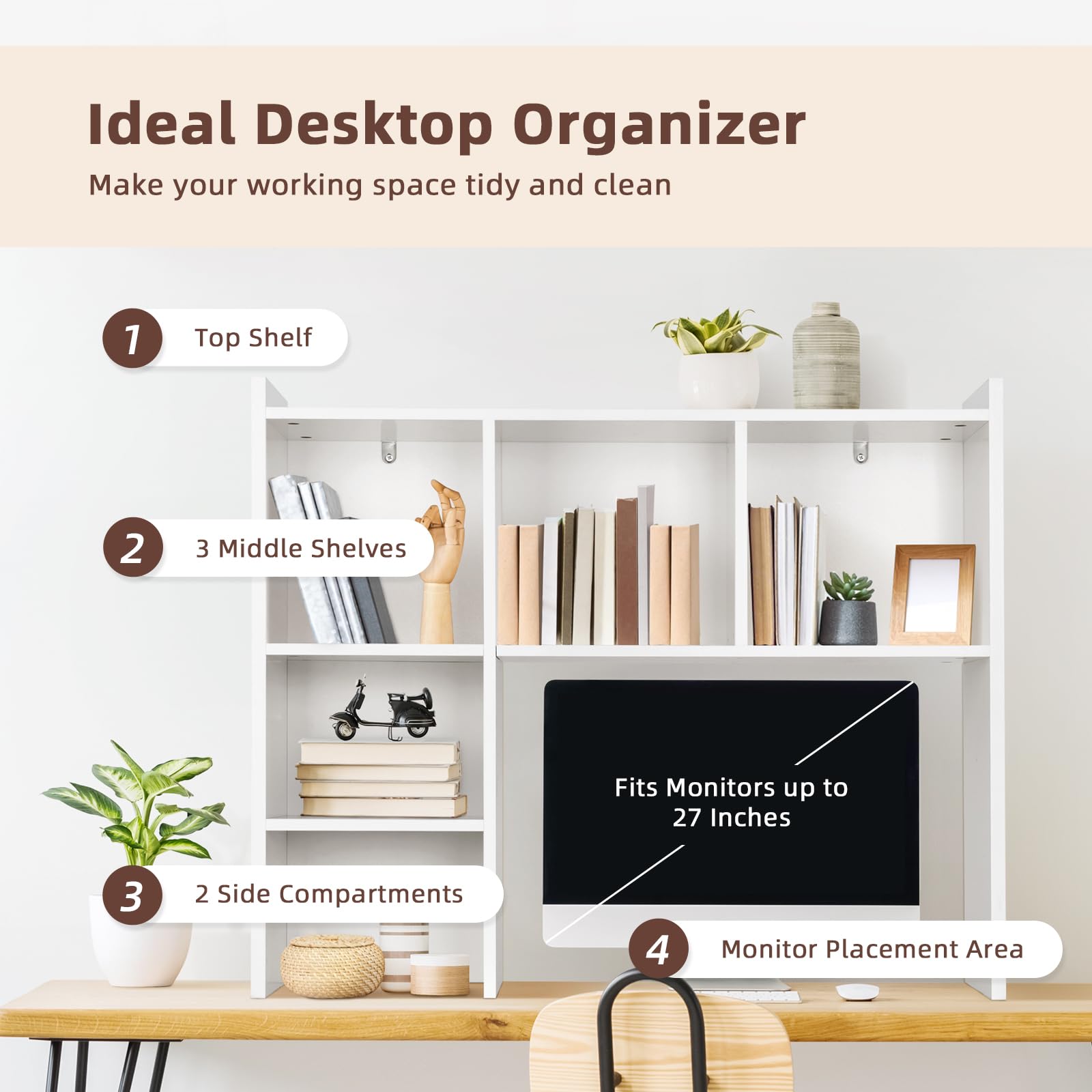 Minimalist white finish dorm desk hutch by OOOK