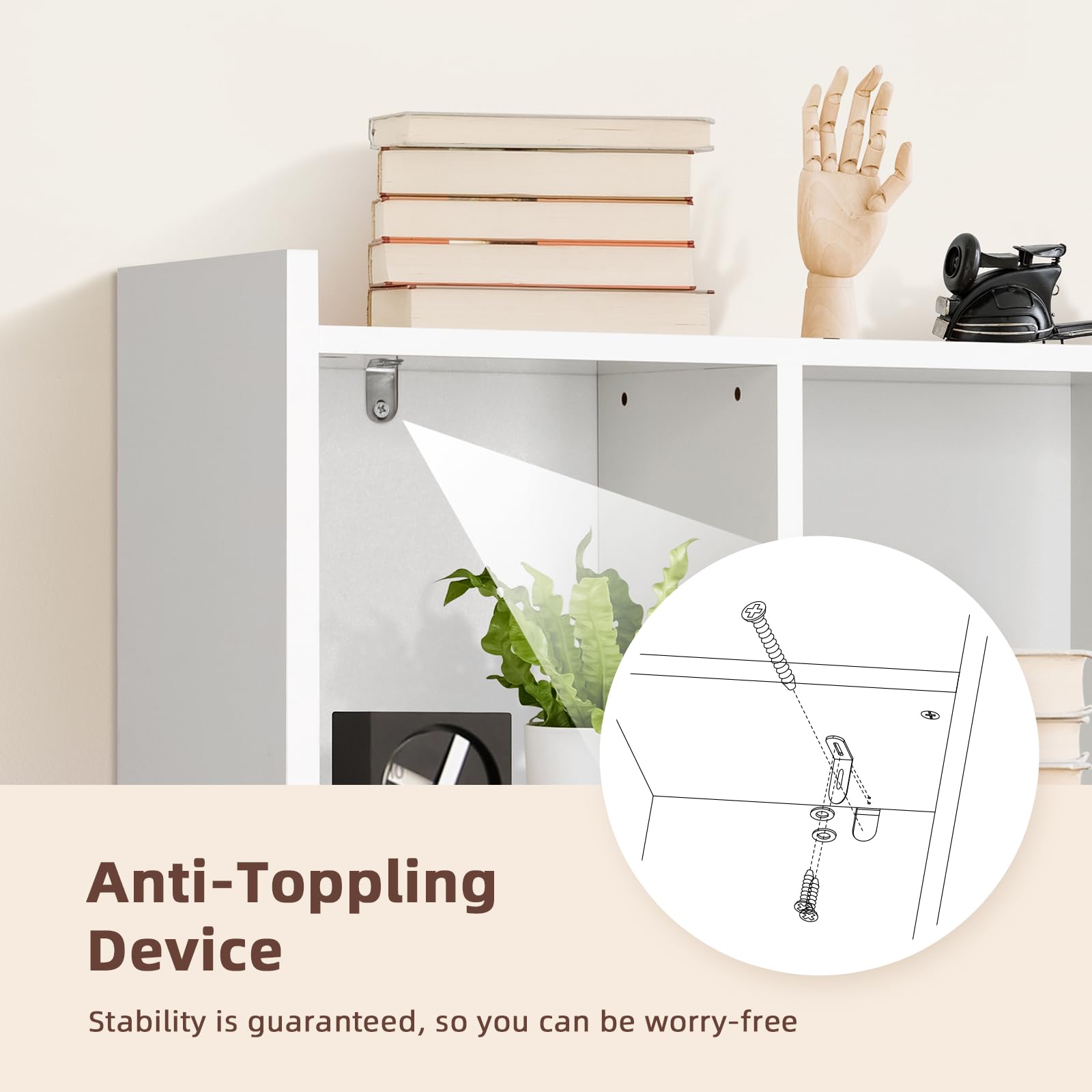 Desk top storage and display space dorm hutch white