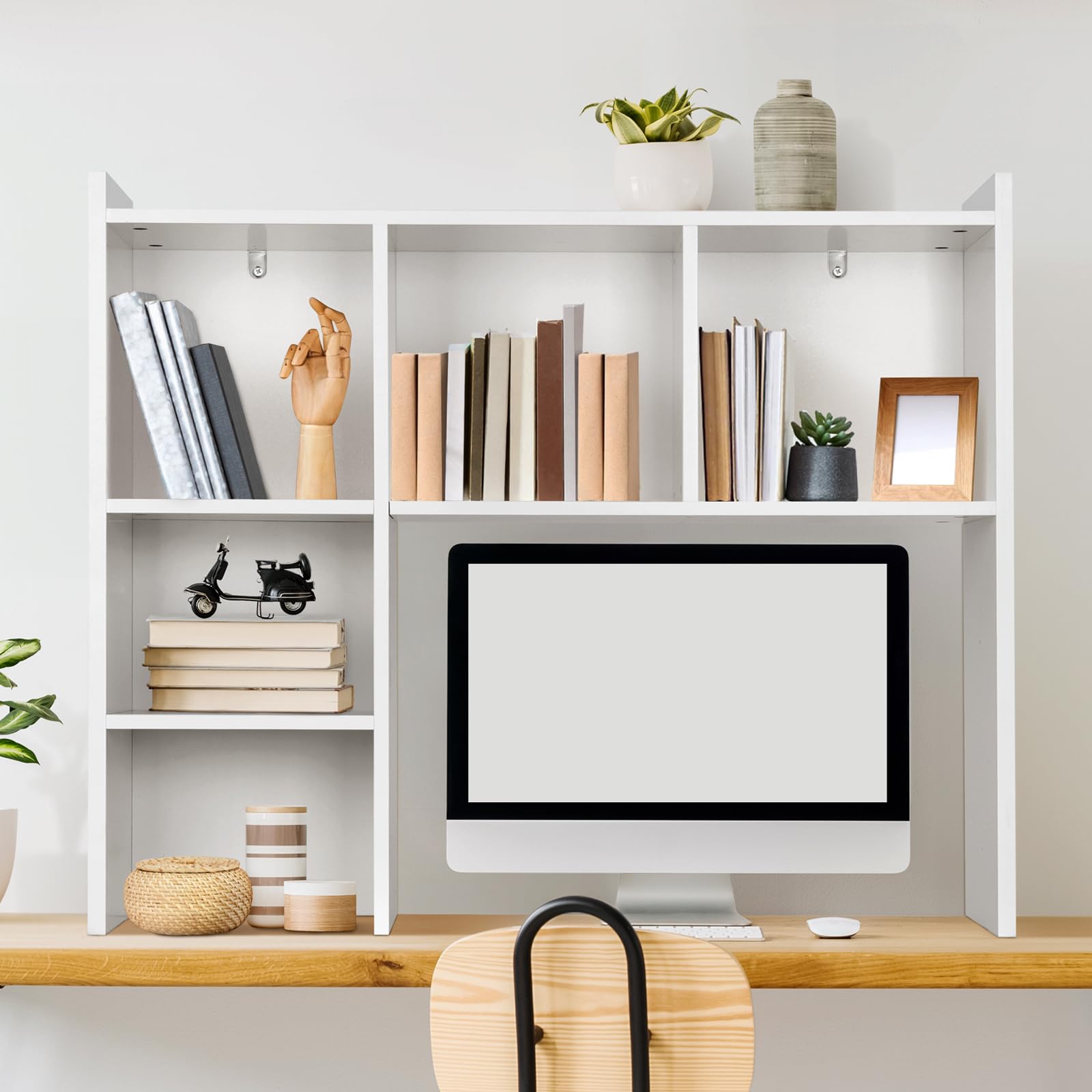 Anti-topple device included dorm hutch white