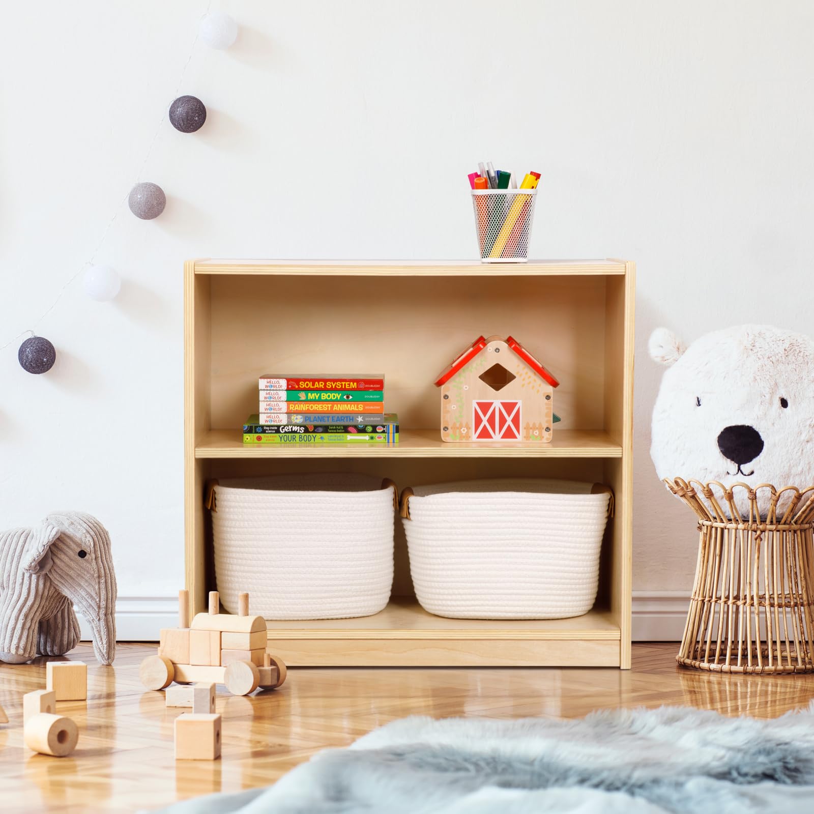 Kids bookshelf and toy storage by OOOK in classroom