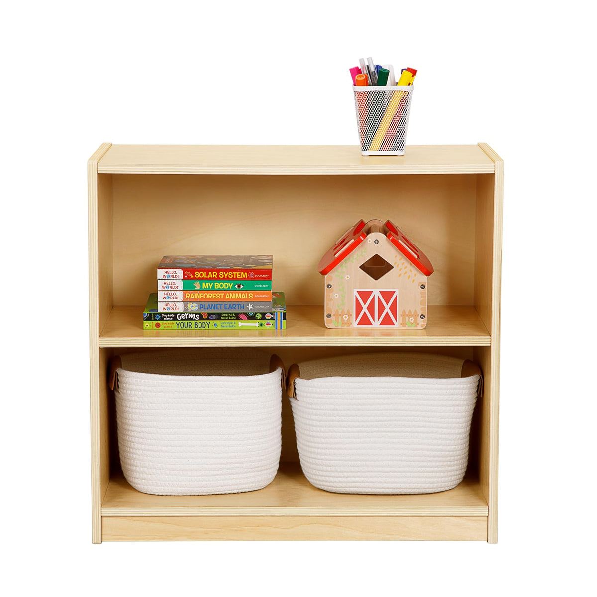 OOOK Montessori Toy Shelf 2-tier wooden storage for kids