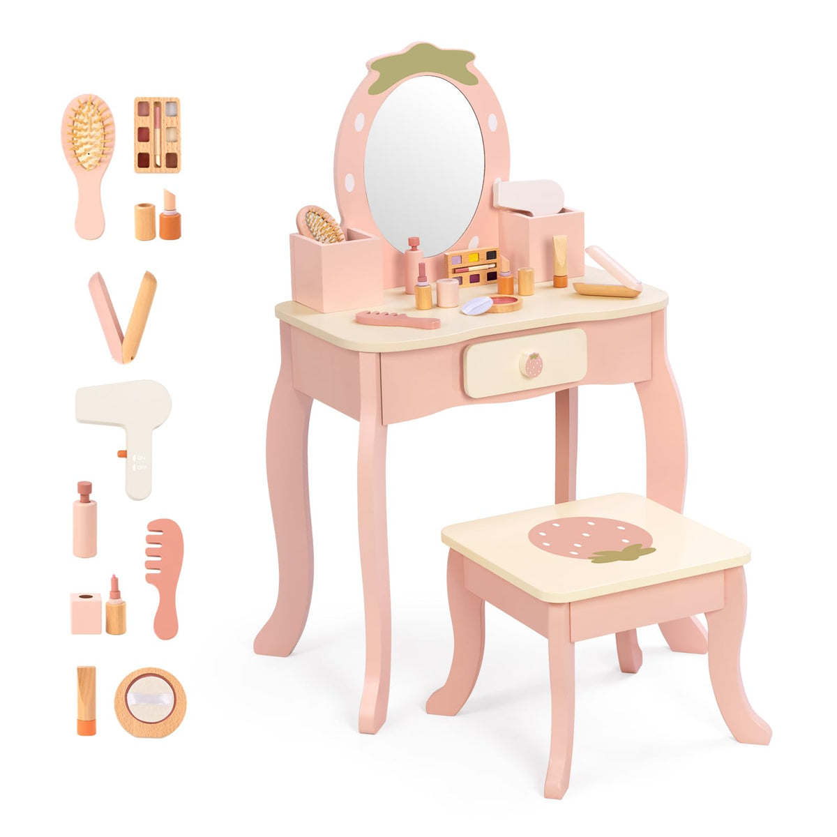 OOOK toddler vanity pink with drawer