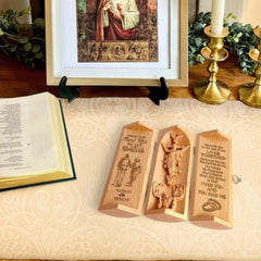 Openable wooden cylinder prayer box for Christian couples