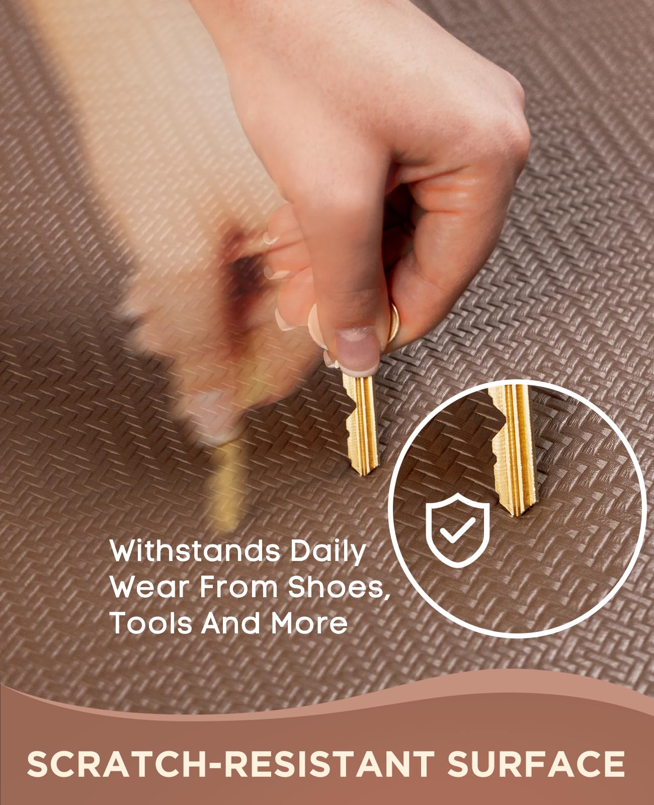 Beveled edge and slip resistant backing on Ophanie mat