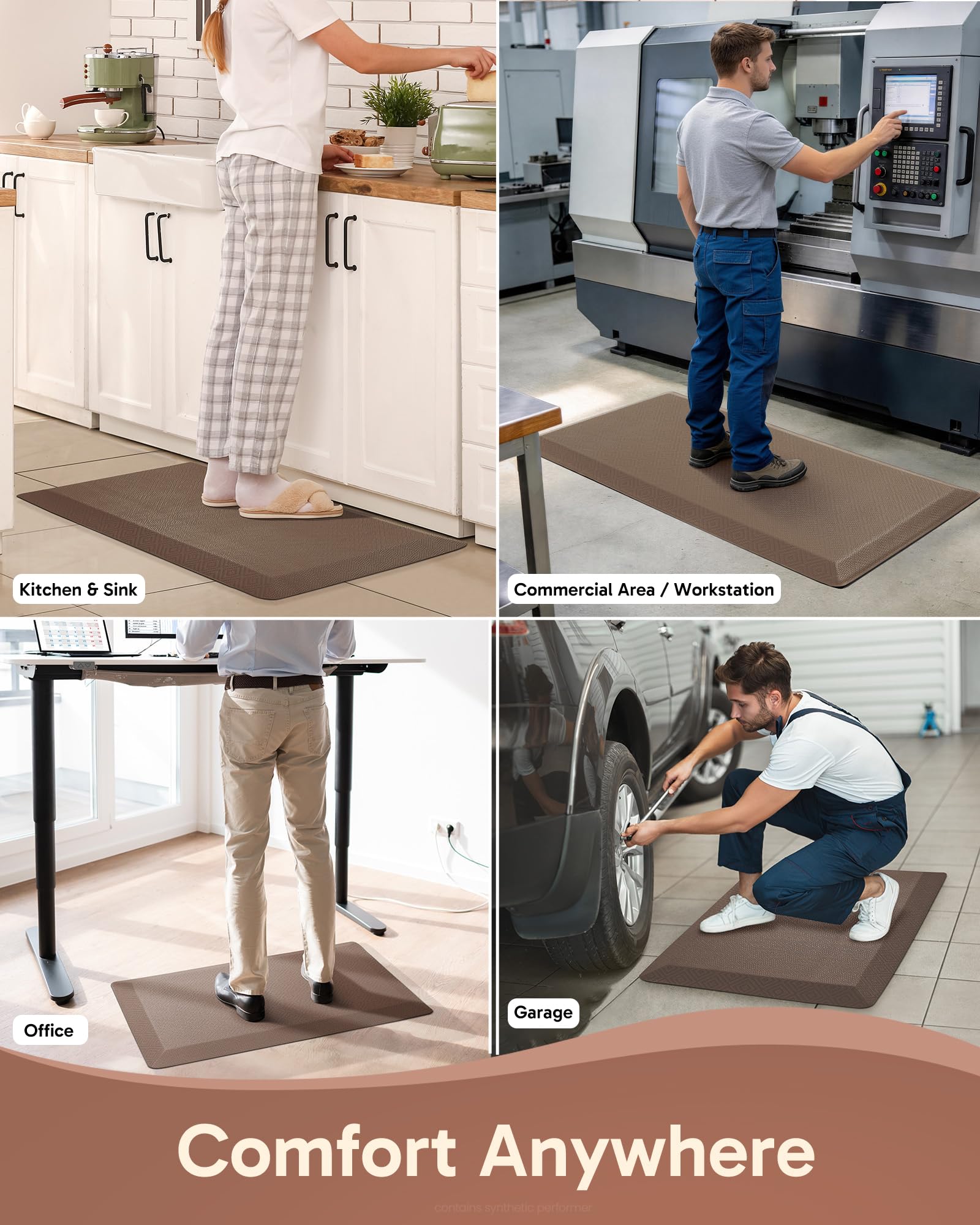 Ophanie mat for standing desk and kitchen use