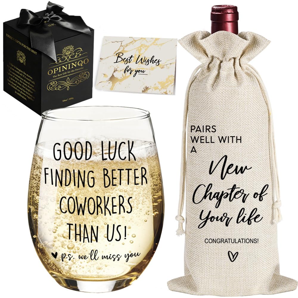 Opininqo wine glass stemless 15oz coworker gift