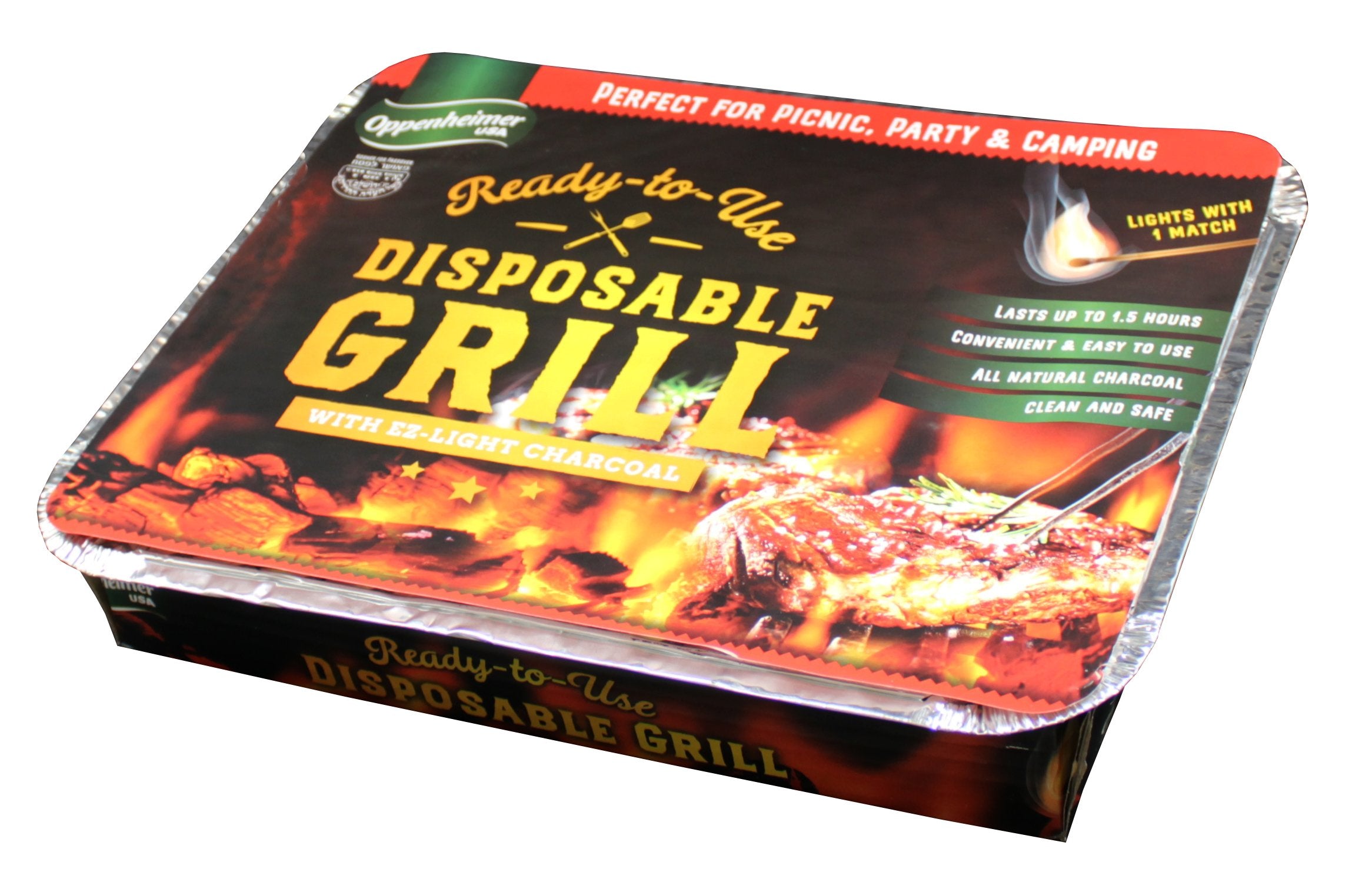 Oppenheimer USA disposable charcoal grill with stand and firelighter pack 2