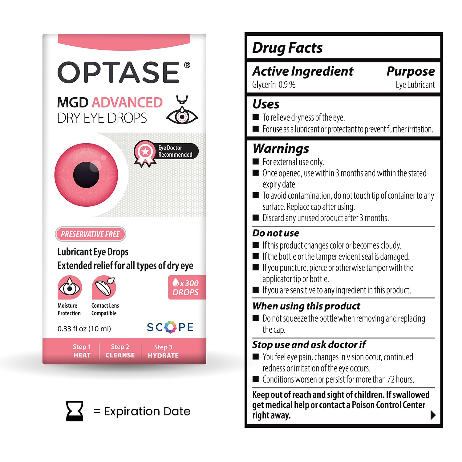 Preservative-free eye drops 0.33 oz for Optase MGD