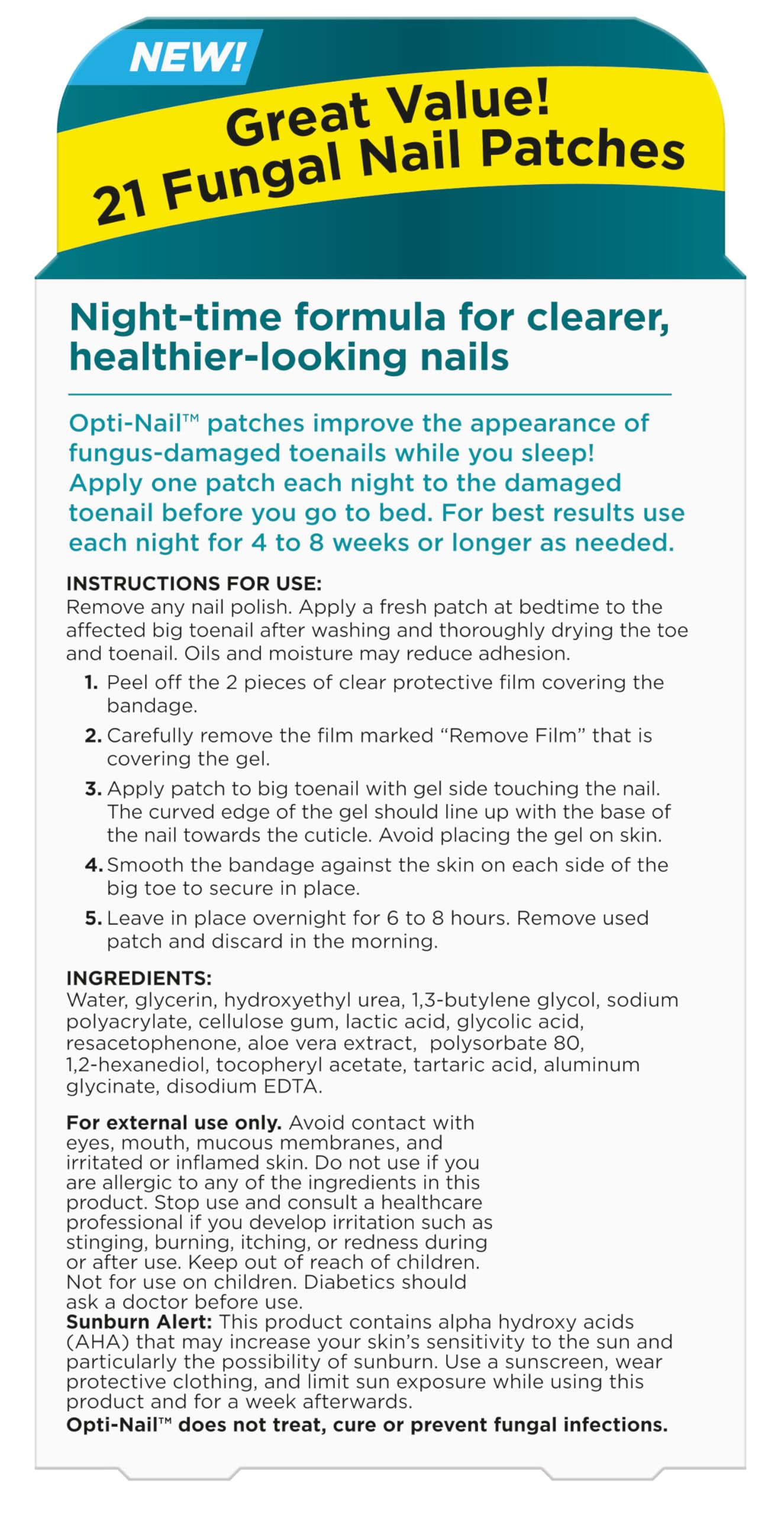 Overnight patch applied to damaged toenail