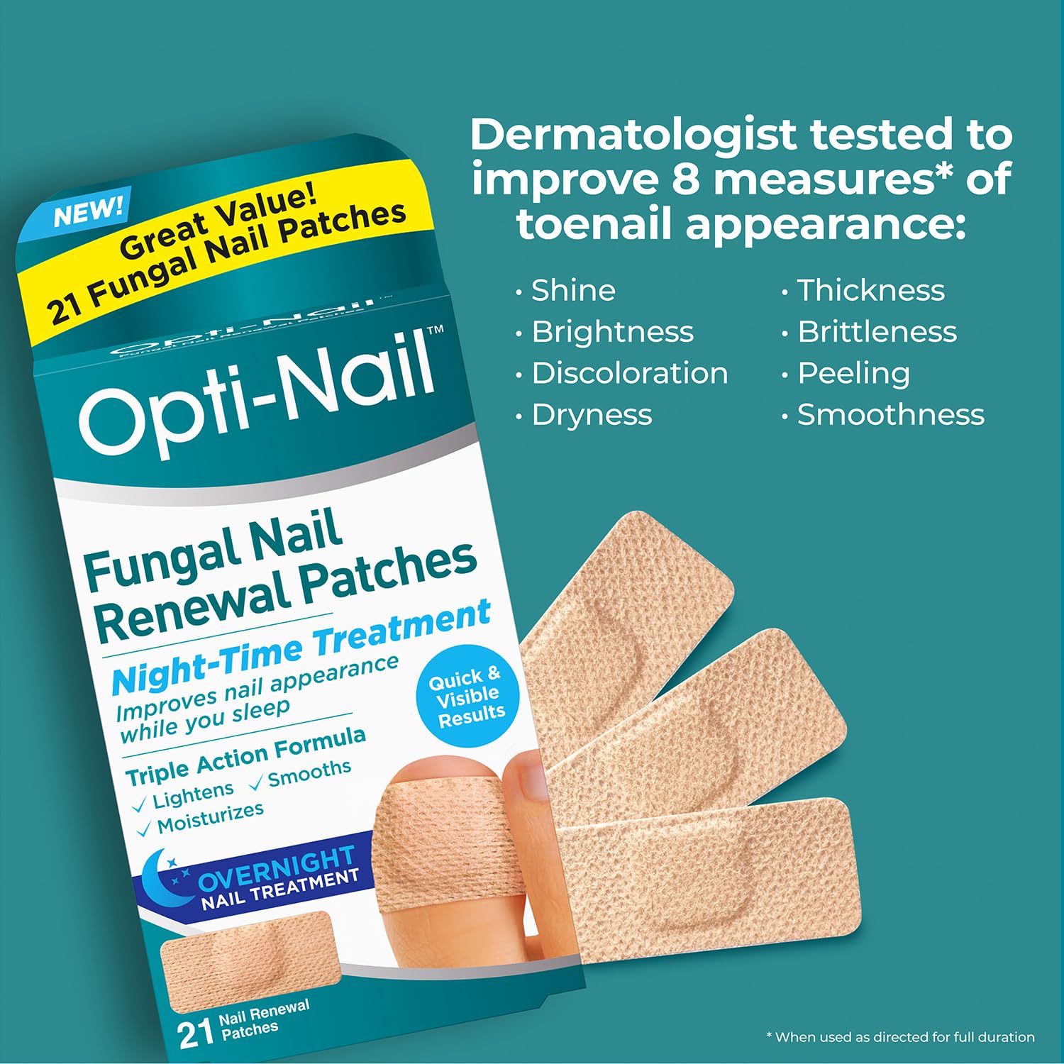 Overnight nail treatment patch being applied before bed