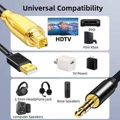 Optical to Aux Cable Adapter product image for HDTV DVD set-top use