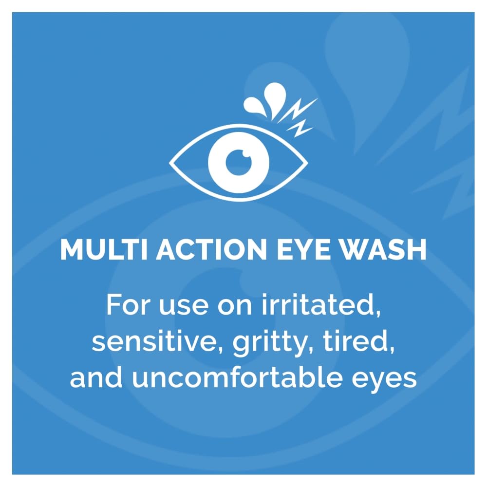 Optrex Multiaction Eye Wash with Eye Bath 300ml packaging label