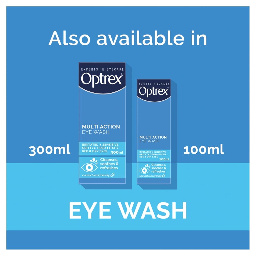 Optrex Multiaction Eye Wash 300ml box label