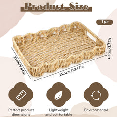 Oqqlin PP hand woven tray rectangular with handles side view