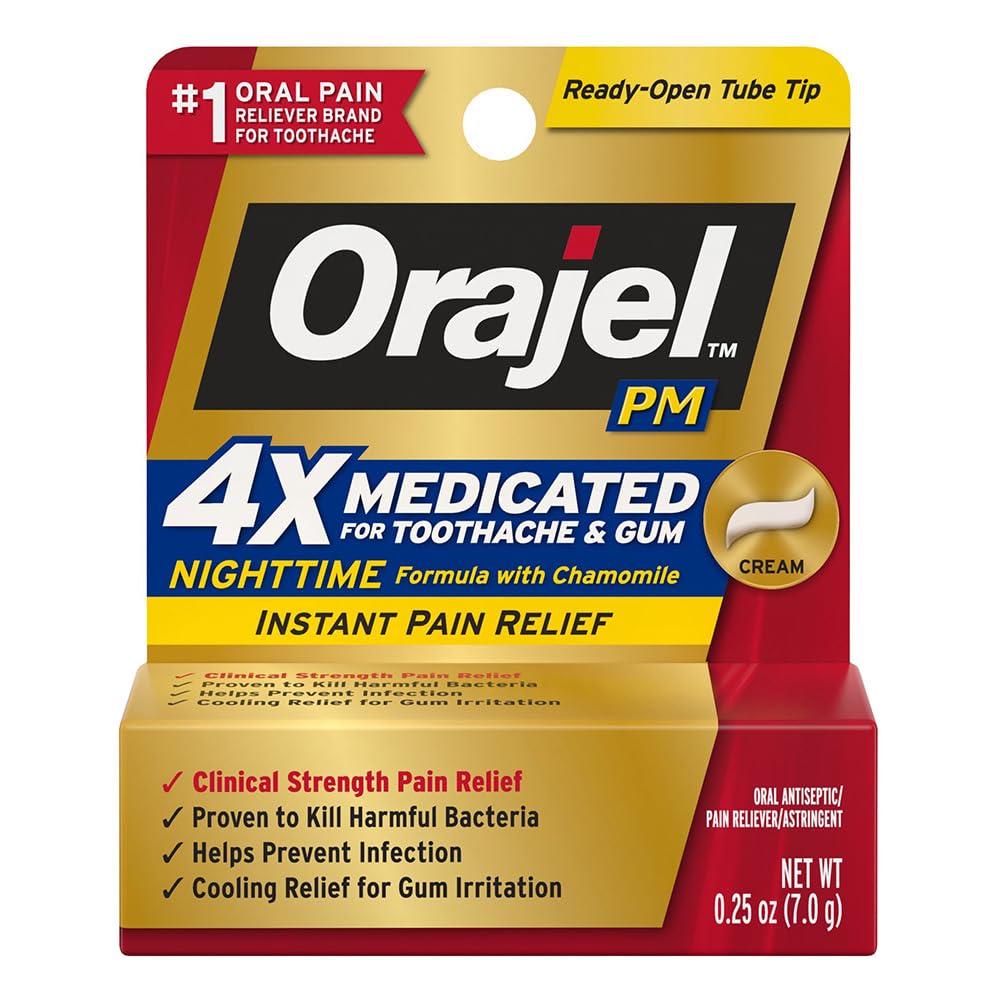 Orajel Maximum Strength Nighttime Toothache Cream 0.25 Oz packaging