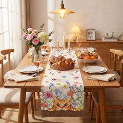 Wildflowers lavender accents on floral table runner for decor