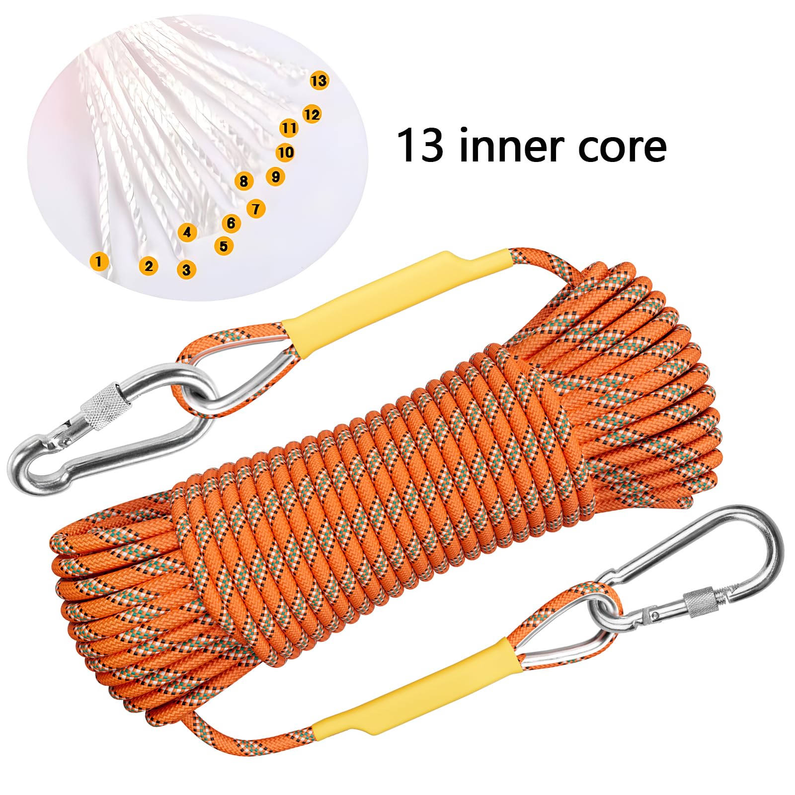Orange 32ft escape rope suitable for fire rescue and climbing scenarios