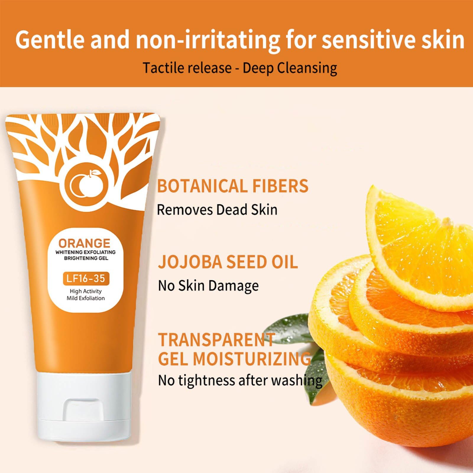 Orange Exfoliating Gel Scrub for face and body bottle