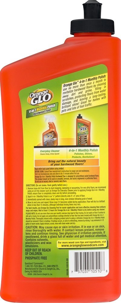 Orange Glo hardwood floor maintenance polish 4-pack bottles