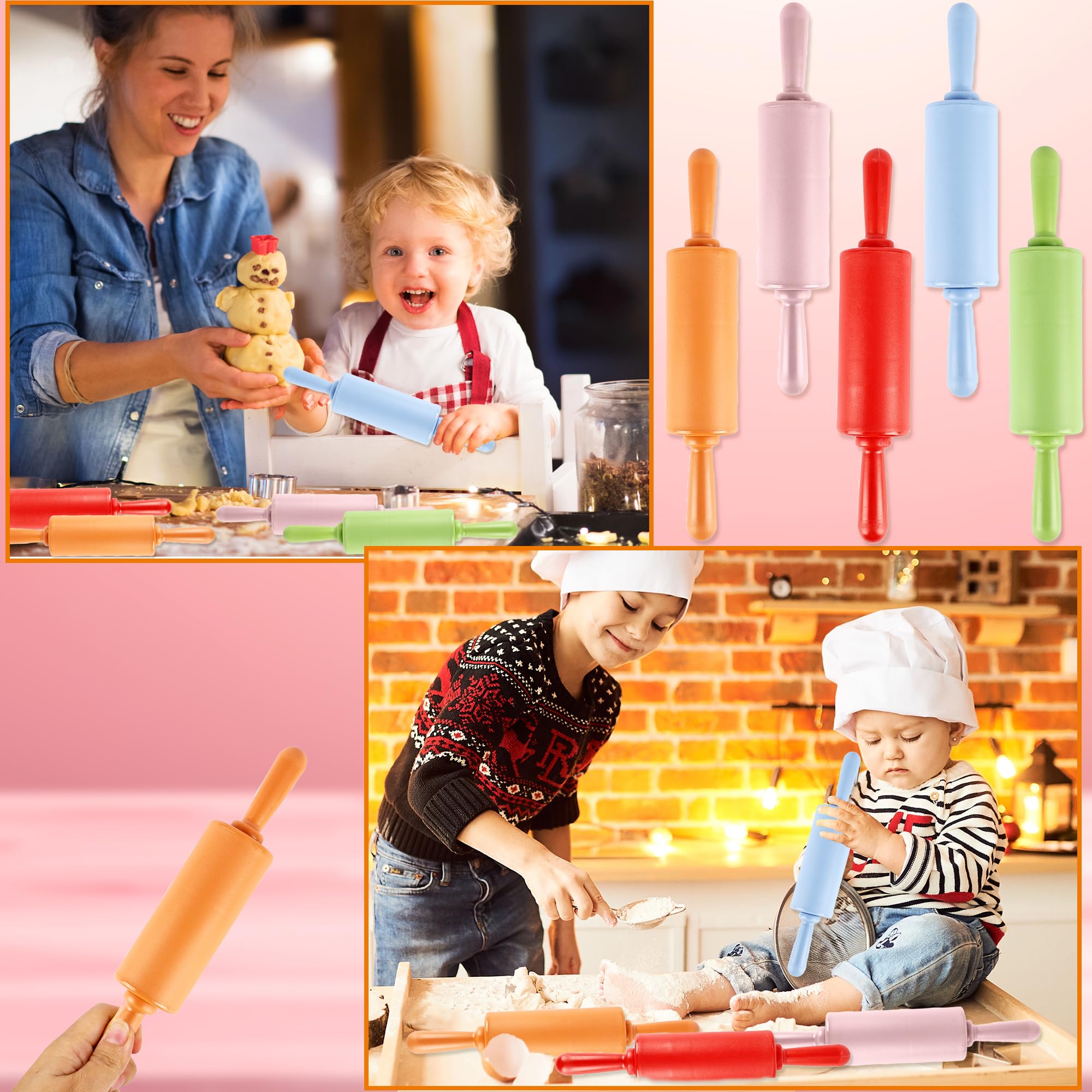 Orange mini rolling pin color option in set