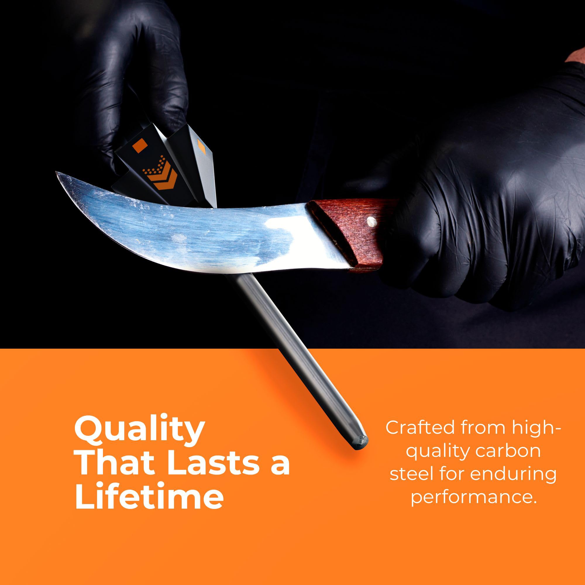 Durable carbon steel honing rod by Orange Ninja