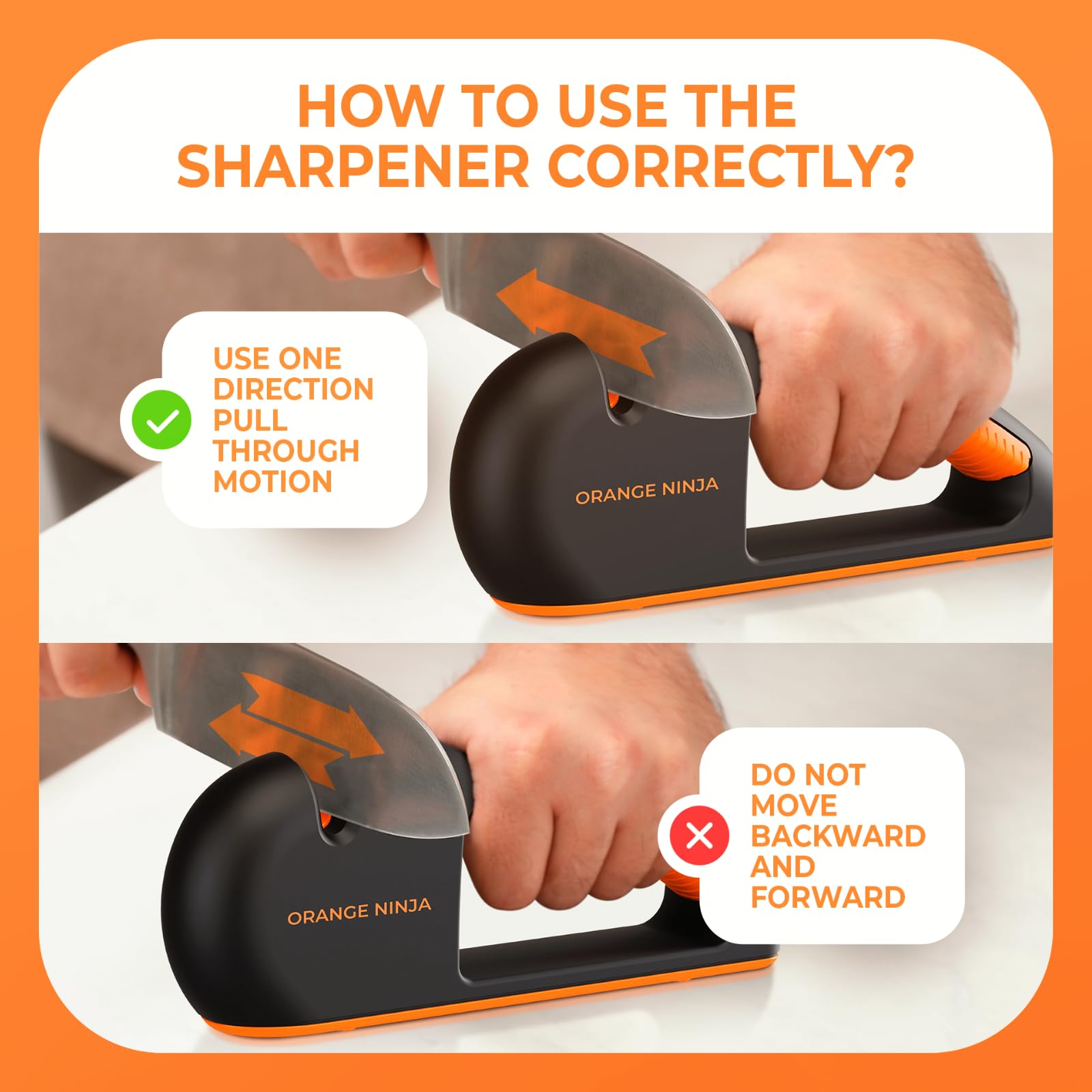 Orange Ninja lawn mower blade sharpener image