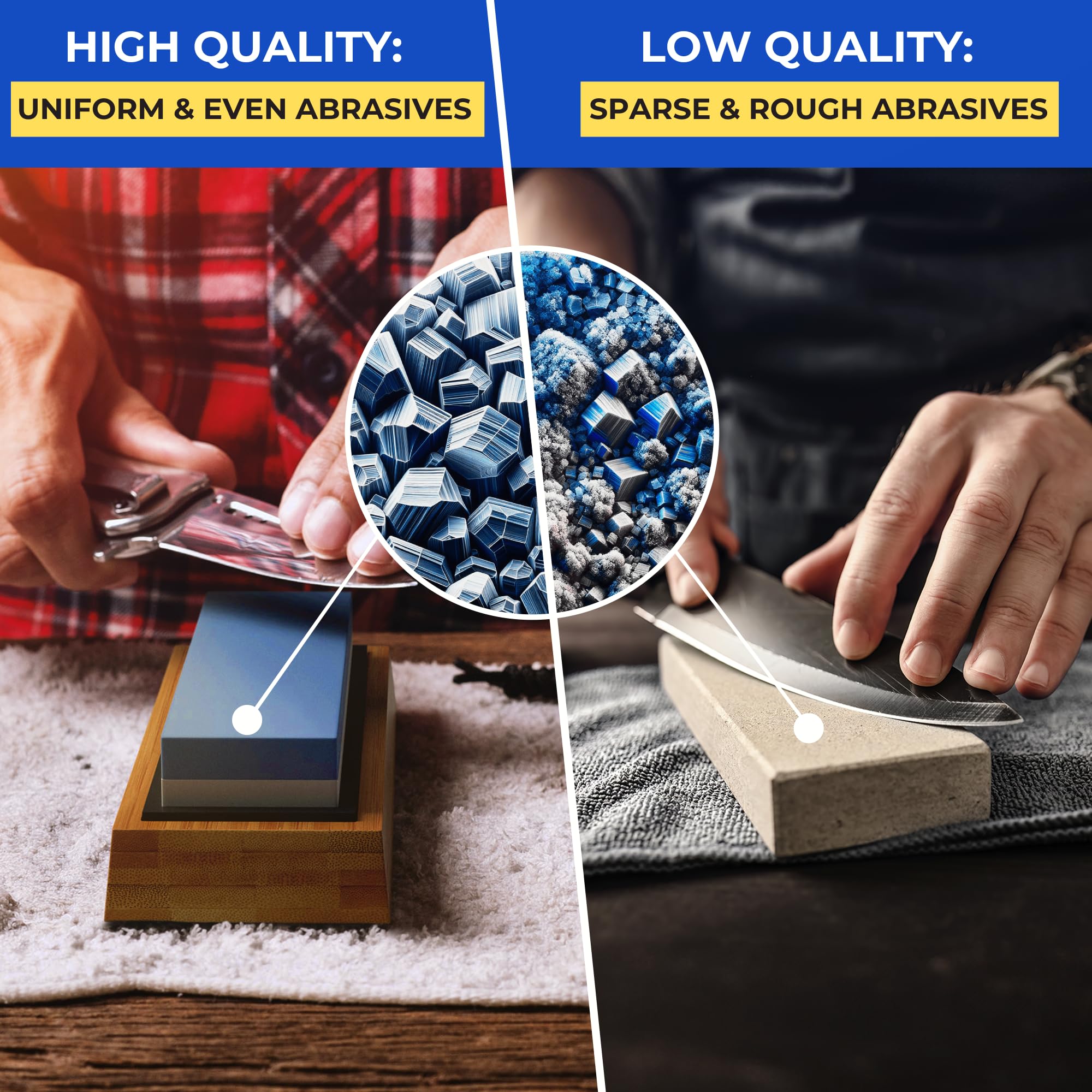 Double-sided whetstone setup with base image
