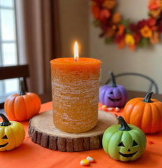 Mister Candle fall decor orange candle with cotton wick