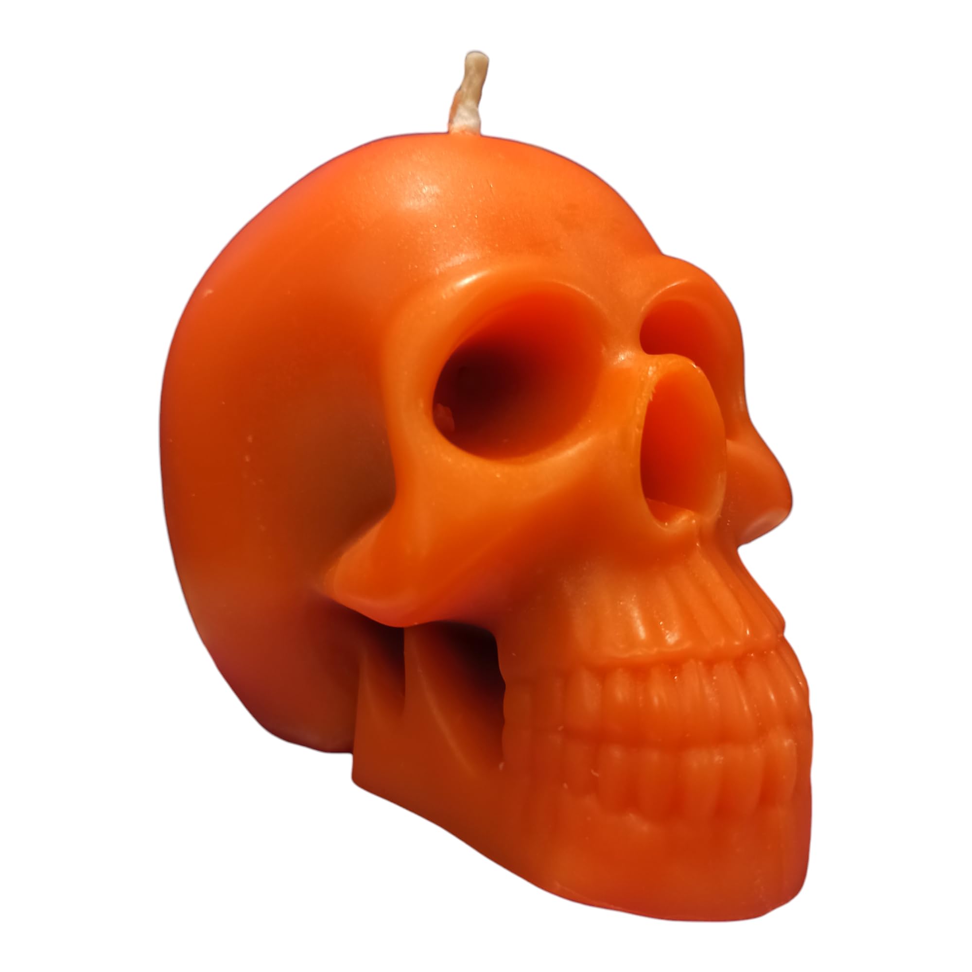 Orange red reversible skull candle