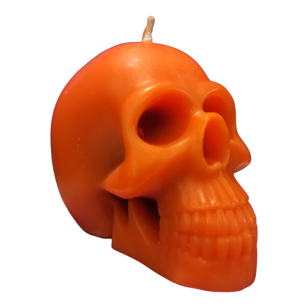 Orange red reversible skull candle