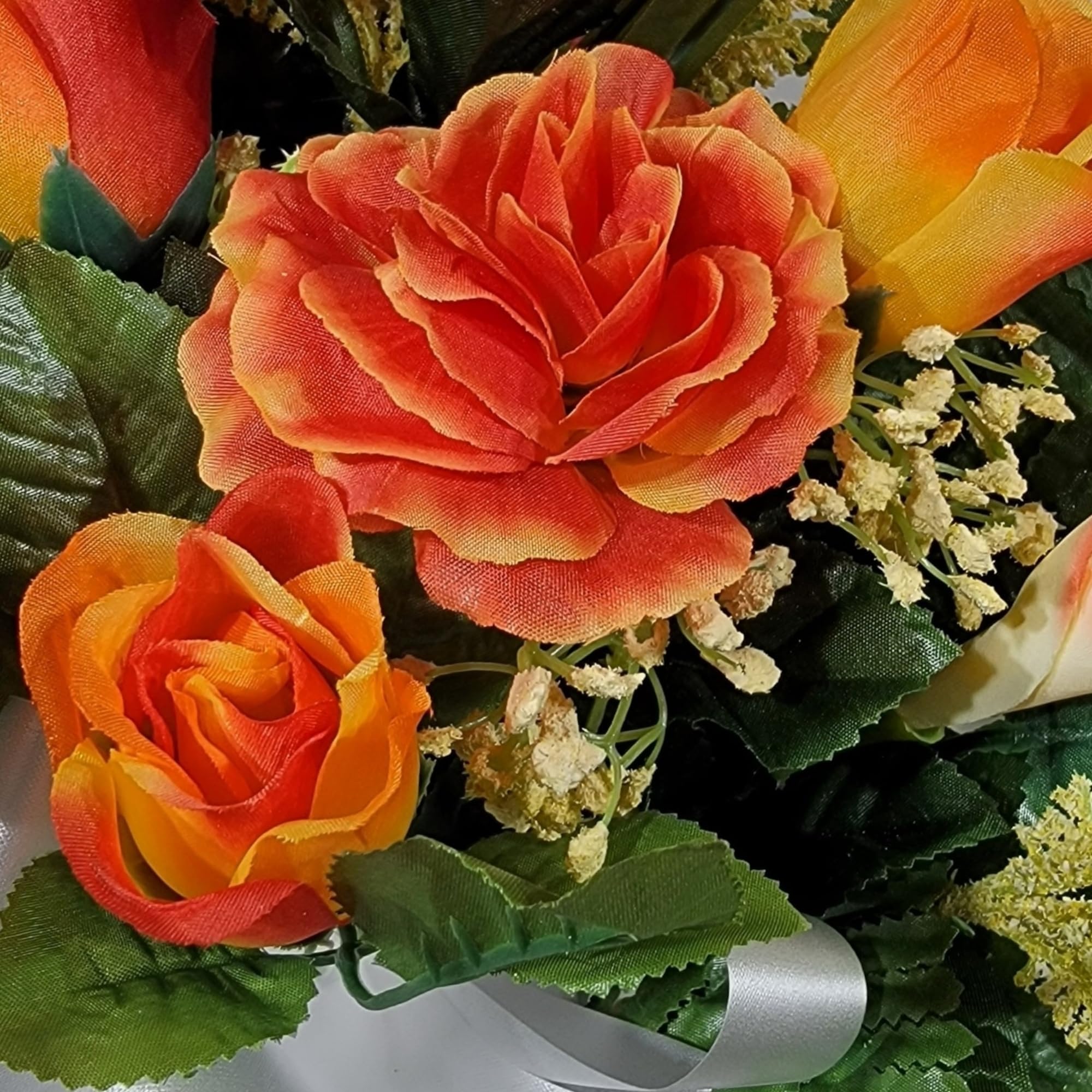 orange rose and calla lily faux flowers set