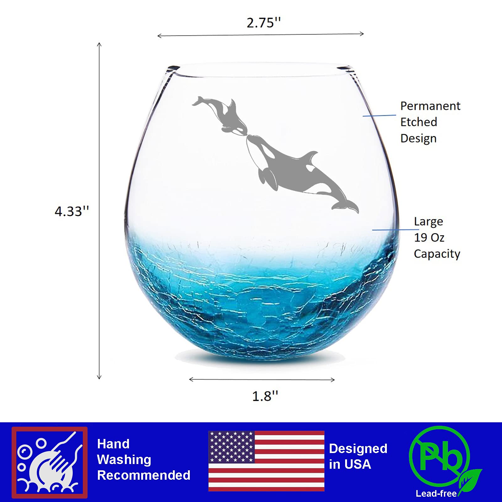 Orca motif wine glass gift idea for mom