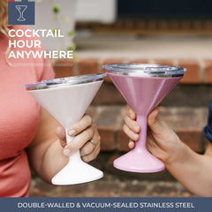 Lilac ORCA Tini 13oz stainless steel martini glass close up