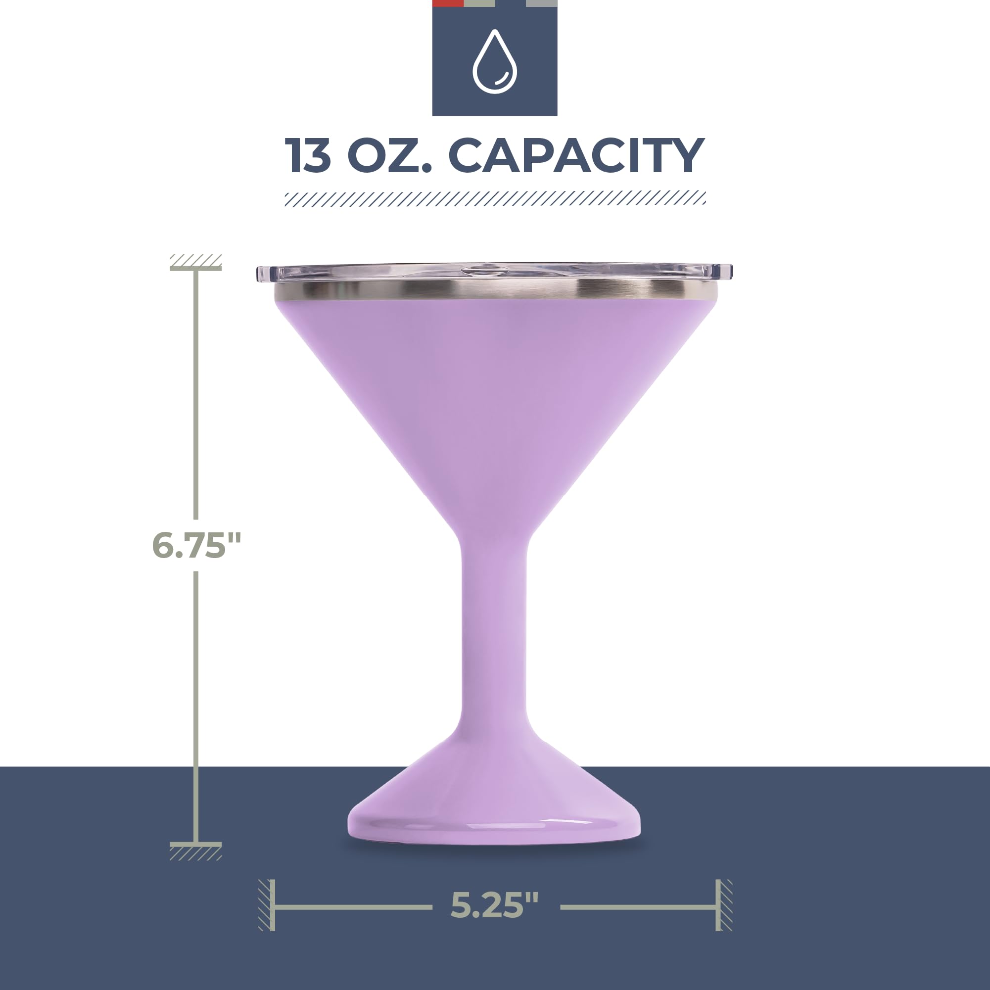 Stainless steel martini glass ORCA Tini 13oz Lilac color