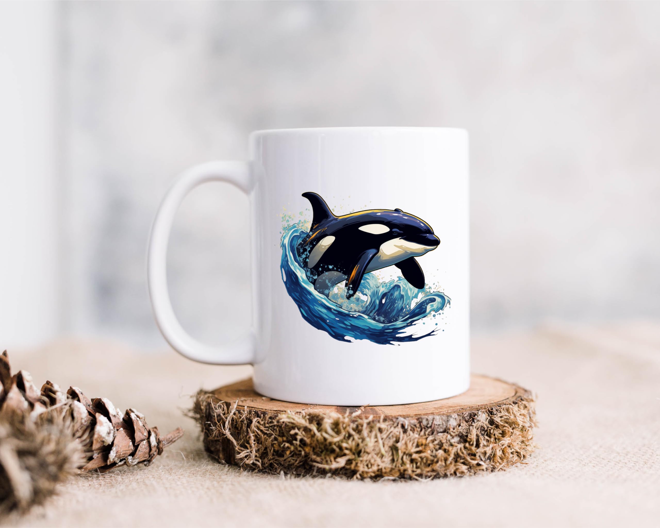Orca whale ceramic coffee mug 15 oz