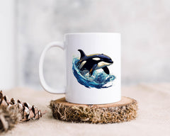 Orca whale ceramic coffee mug 15 oz