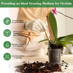 Fluffy texture of orchid potting mix promotes air circulation