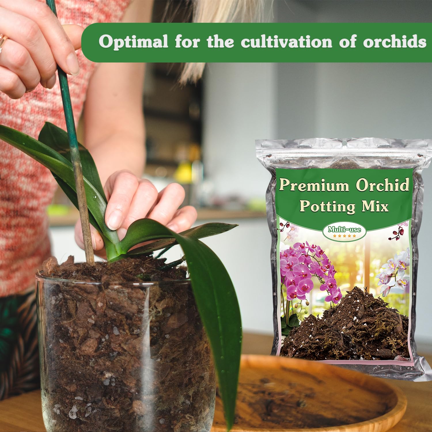 All-in-one orchid potting mix set with moss perlite coco peat pine bark