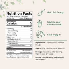 Organic Acacia Senegal fiber powder for gut health 2 lb