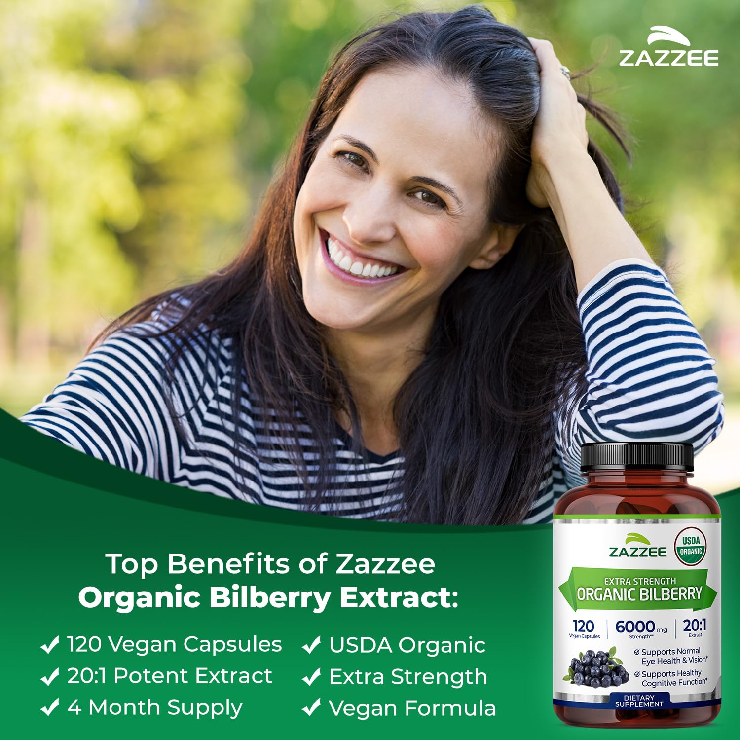 Vegan non-GMO bilberry capsules container