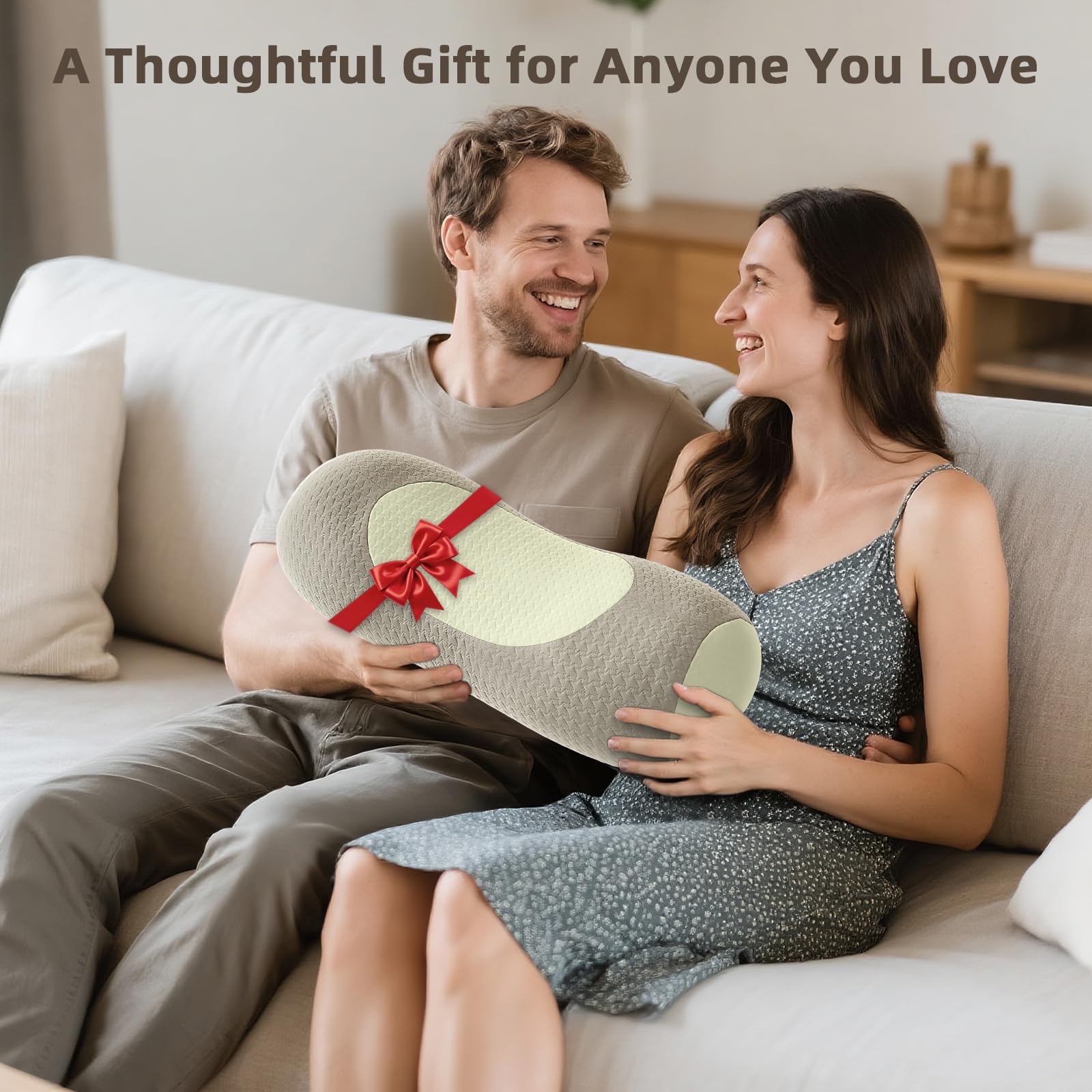 Natural buckwheat hulls contour neck and shoulders