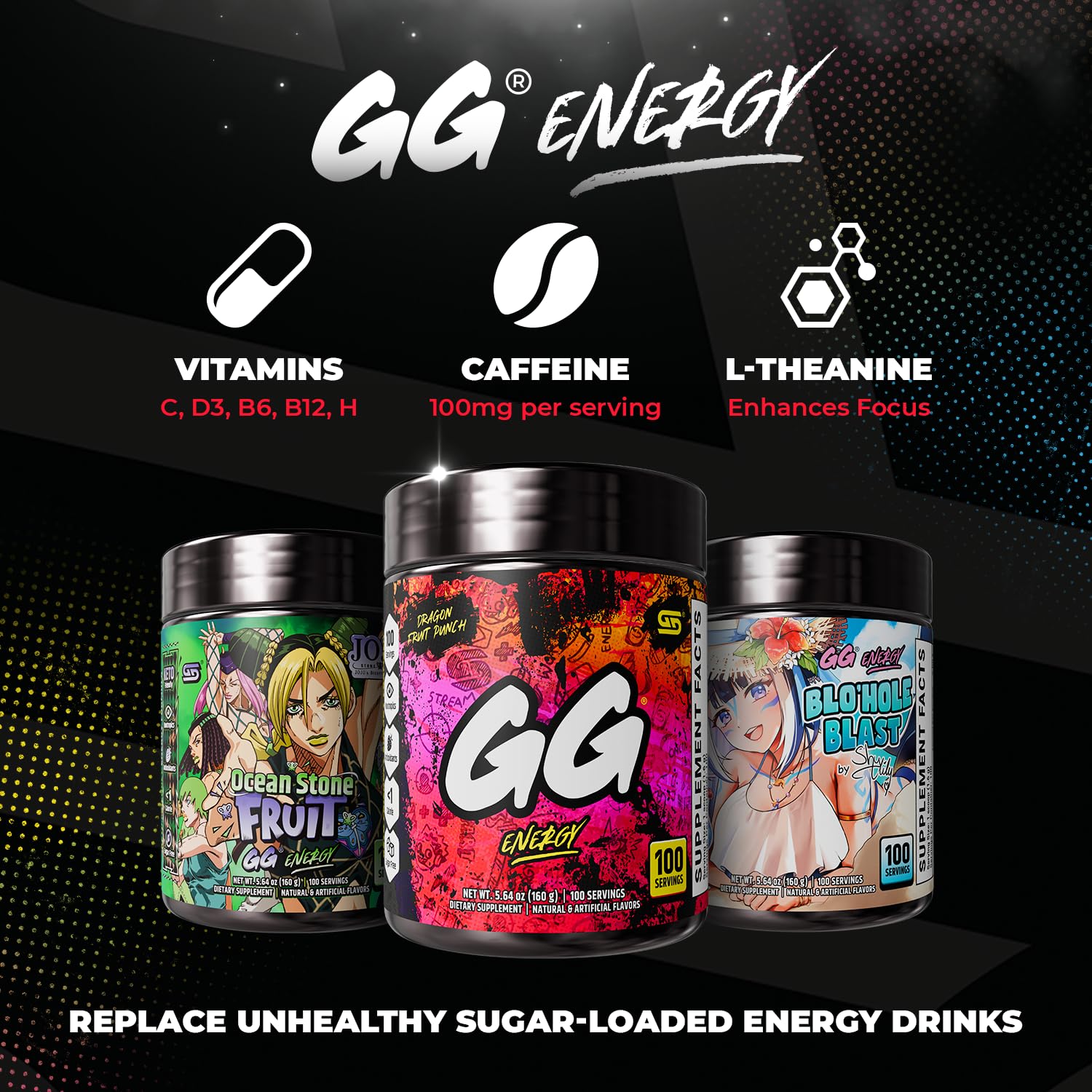 Gamer Supps GG Energy energy drink powder packaging