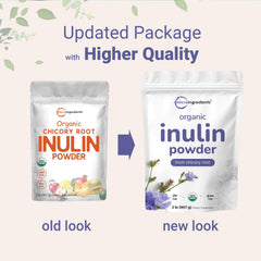 Unflavored vegan inulin fiber powder for digestion